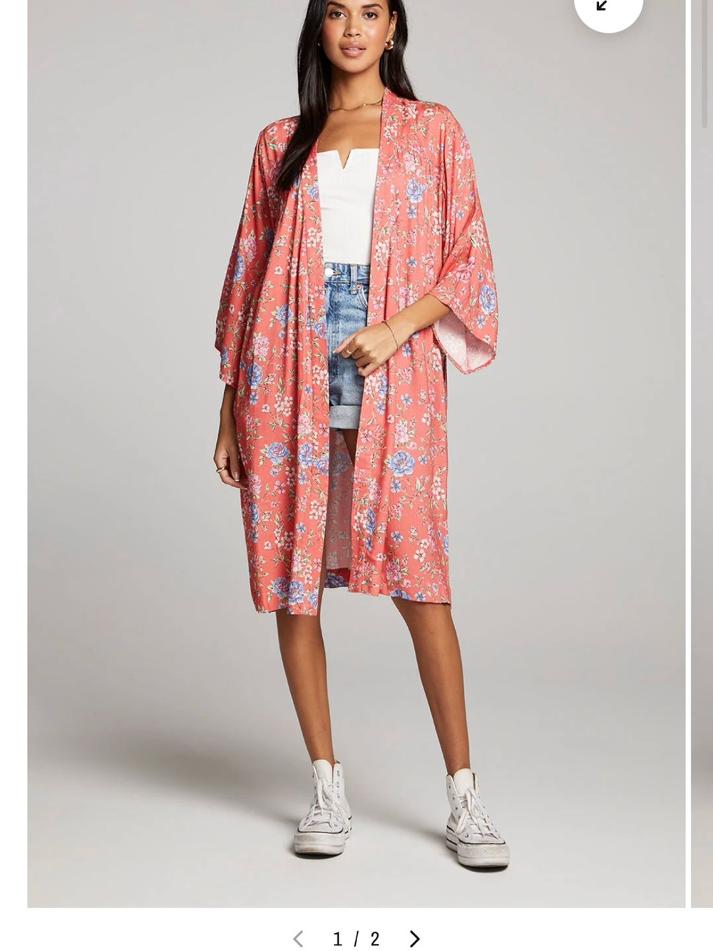 Coral Floral Lightweight Duster